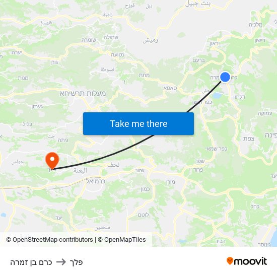 כרם בן זמרה to פלך map