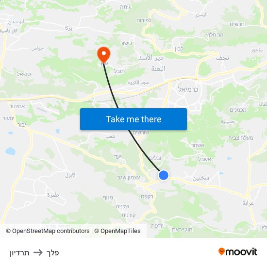 תרדיון to פלך map