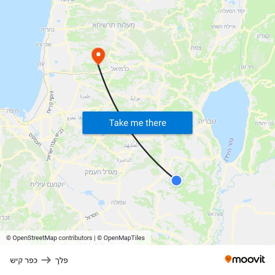 כפר קיש to פלך map