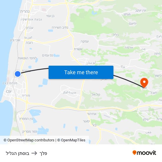 בוסתן הגליל to פלך map