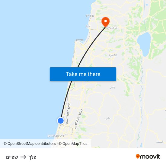 שפיים to פלך map