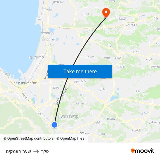 שער העמקים to פלך map