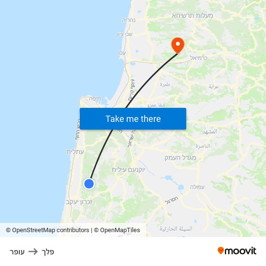 עופר to פלך map