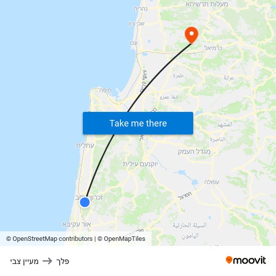 מעיין צבי to פלך map