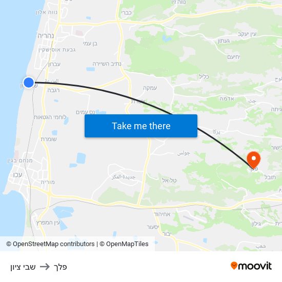 שבי ציון to פלך map