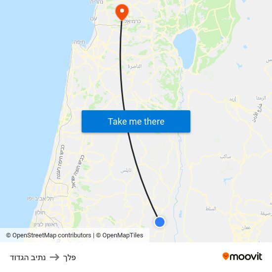 נתיב הגדוד to פלך map