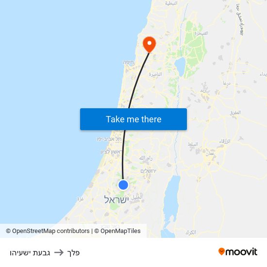 גבעת ישעיהו to פלך map