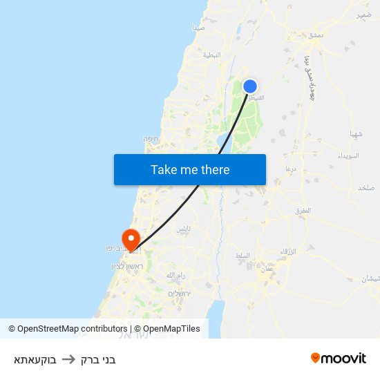 בוקעאתא to בני ברק map