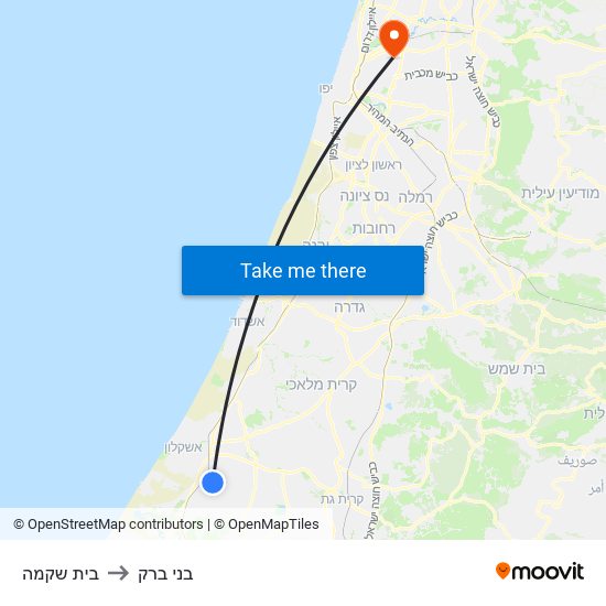 בית שקמה to בני ברק map