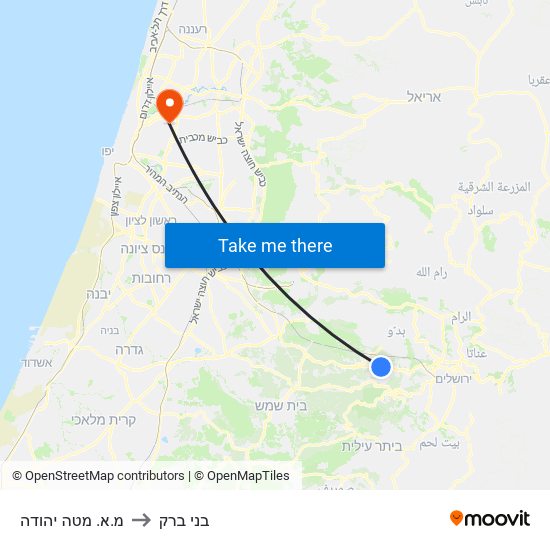 מ.א. מטה יהודה to בני ברק map