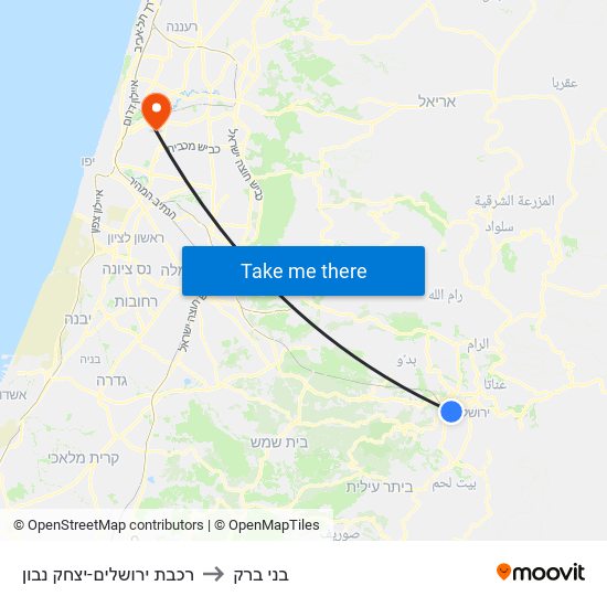 רכבת ירושלים-יצחק נבון to בני ברק map