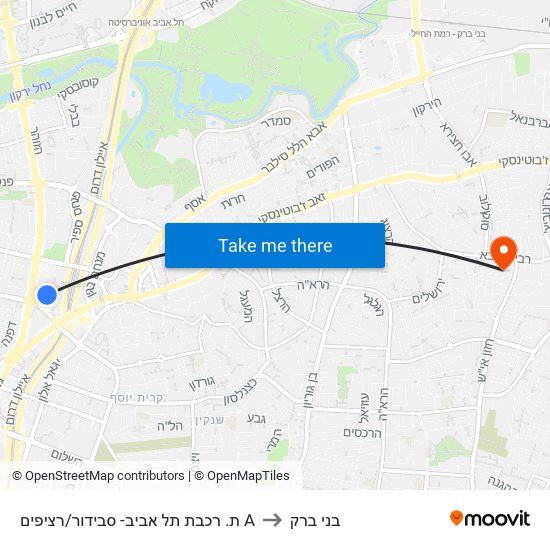 ת. רכבת תל אביב- סבידור/רציפים A to בני ברק map