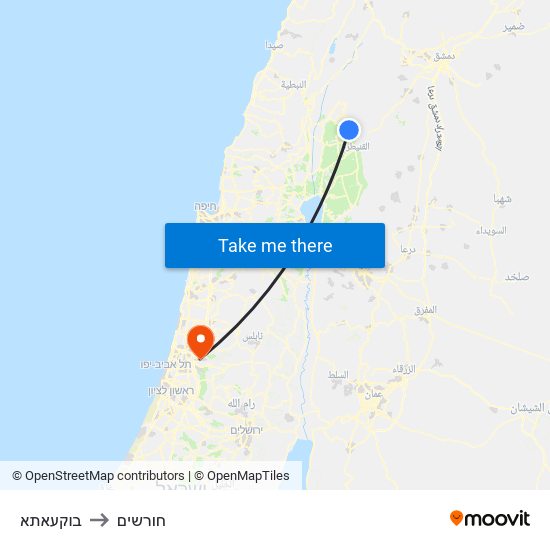 בוקעאתא to חורשים map