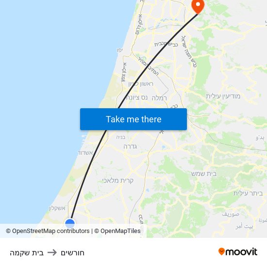 בית שקמה to חורשים map