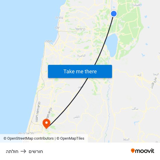 חולתה to חורשים map