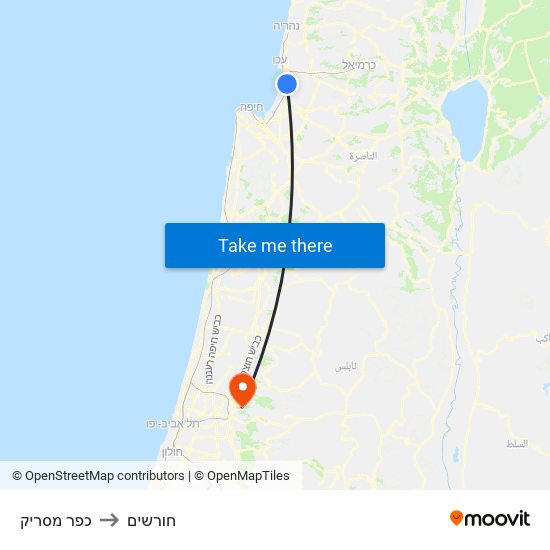 כפר מסריק to חורשים map