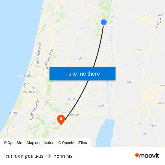 מ.א. עמק המעיינות to צור הדסה map