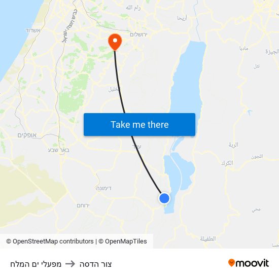 מפעלי ים המלח to צור הדסה map