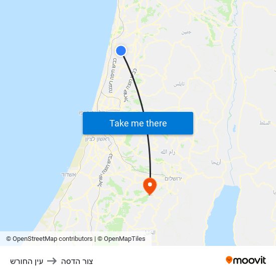 עין החורש to צור הדסה map