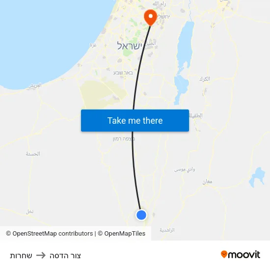 שחרות to צור הדסה map