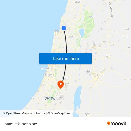 יסעור to צור הדסה map