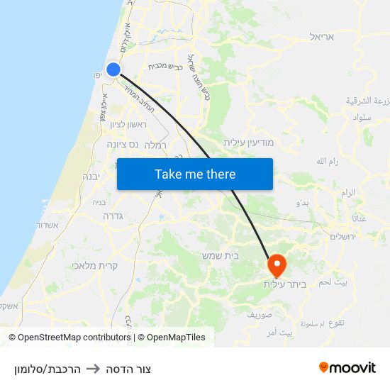 הרכבת/סלומון to צור הדסה map