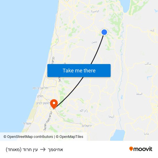 עין חרוד (מאוחד) to אחיסמך map