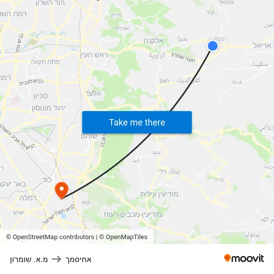 מ.א. שומרון to אחיסמך map