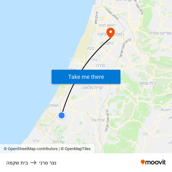 בית שקמה to נצר סרני map