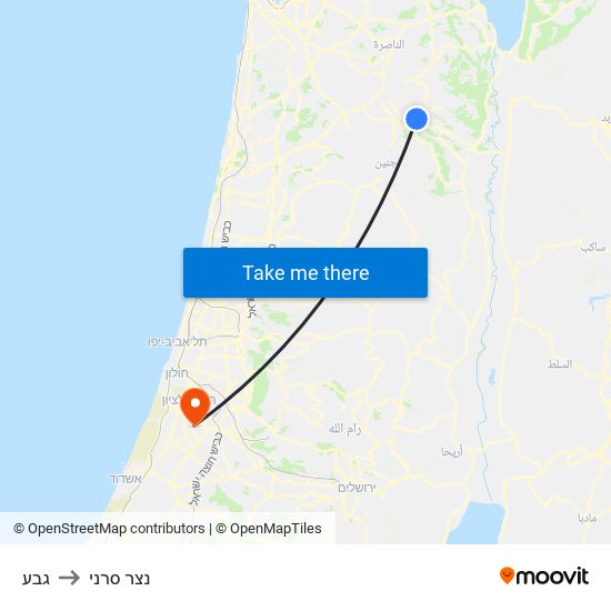 גבע to נצר סרני map