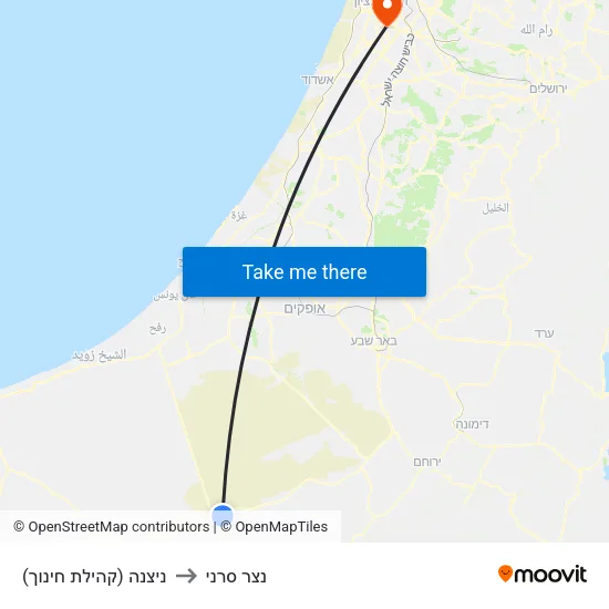 ניצנה (קהילת חינוך) to נצר סרני map
