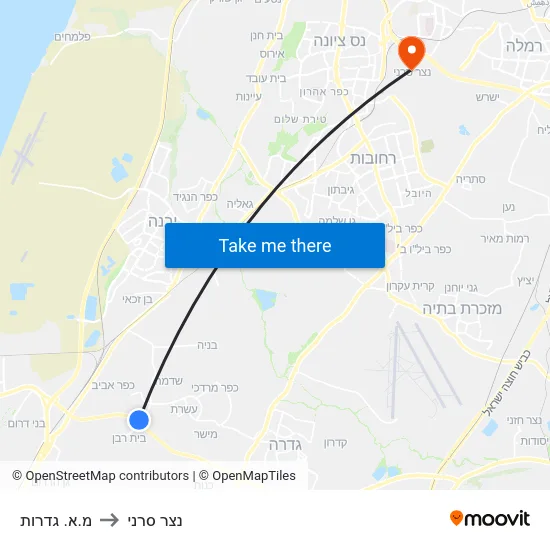 מ.א. גדרות to נצר סרני map
