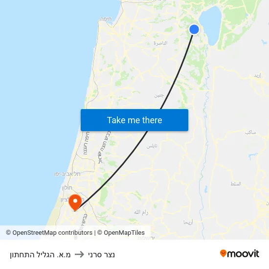 מ.א. הגליל התחתון to נצר סרני map