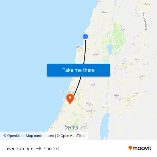 מ.א. מטה אשר to נצר סרני map