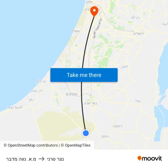 מ.א. נווה מדבר to נצר סרני map