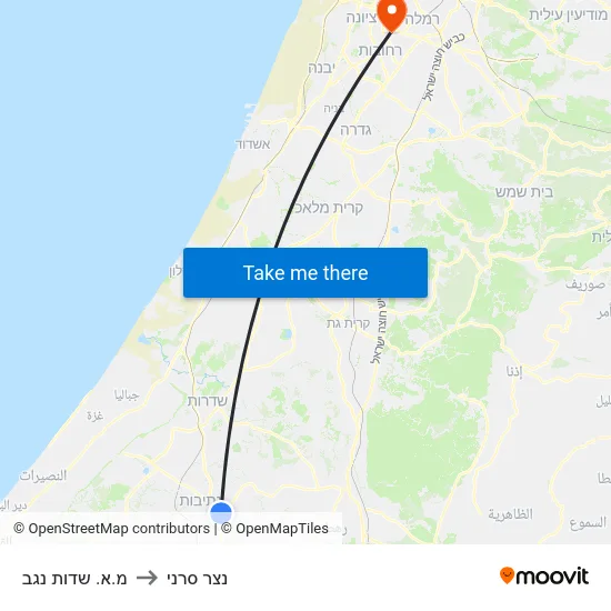 מ.א. שדות נגב to נצר סרני map