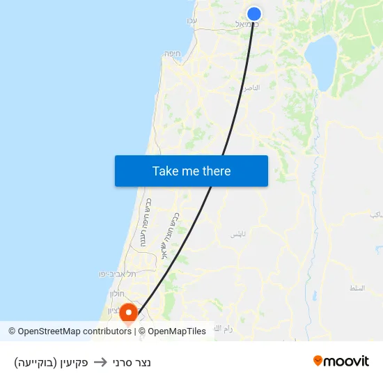 פקיעין (בוקייעה) to נצר סרני map