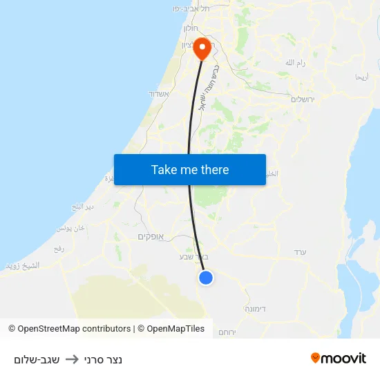 שגב-שלום to נצר סרני map