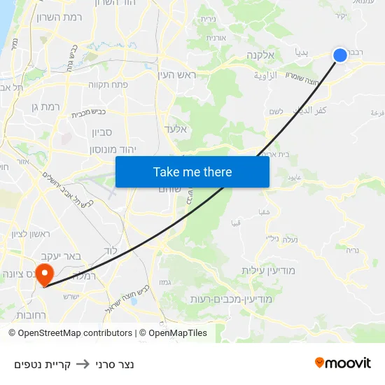 קריית נטפים to נצר סרני map