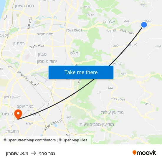 מ.א. שומרון to נצר סרני map