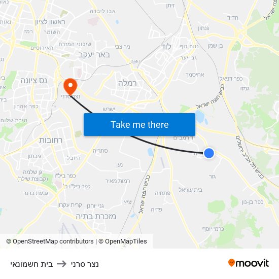 בית חשמונאי to נצר סרני map