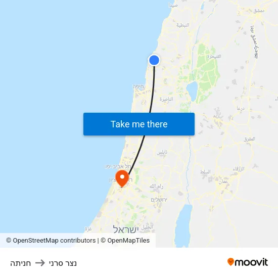 חניתה to נצר סרני map