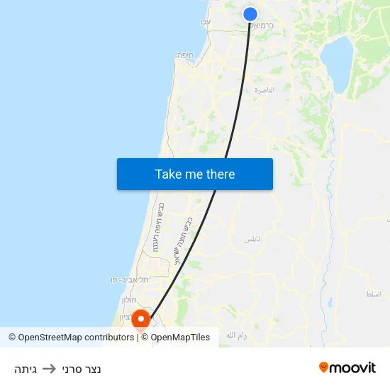 גיתה to נצר סרני map