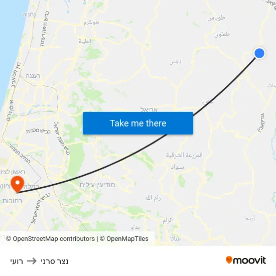 רועי to נצר סרני map