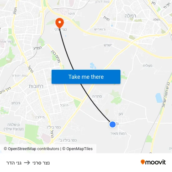 גני הדר to נצר סרני map