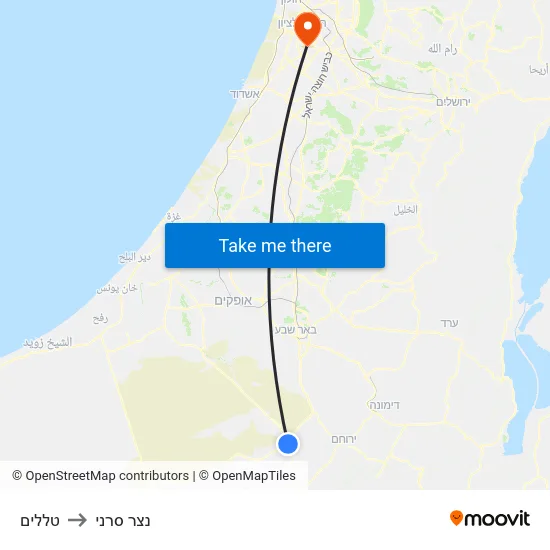 טללים to נצר סרני map