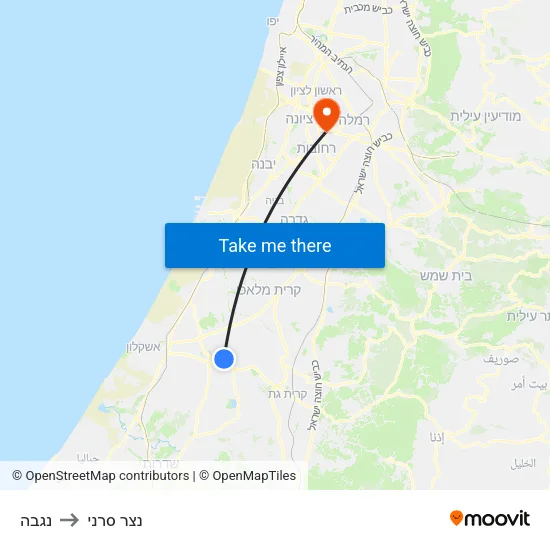 נגבה to נצר סרני map