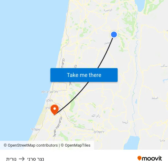 נורית to נצר סרני map