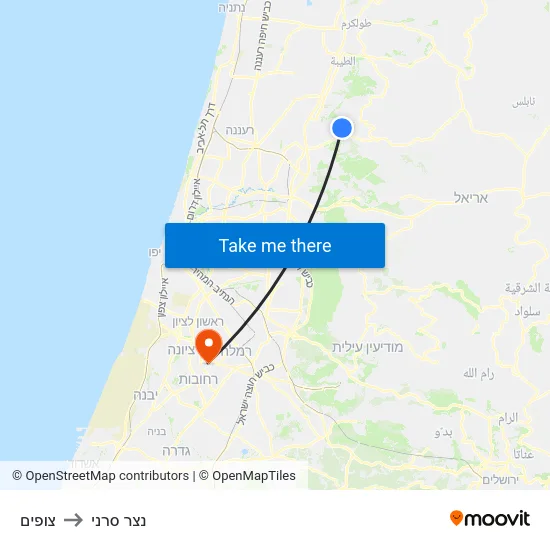 צופים to נצר סרני map