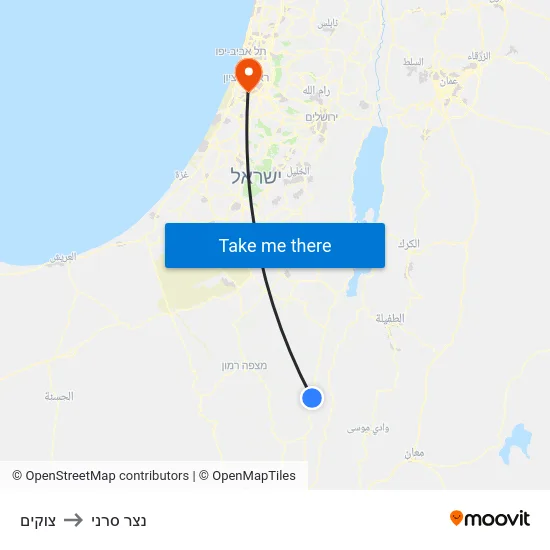 צוקים to נצר סרני map